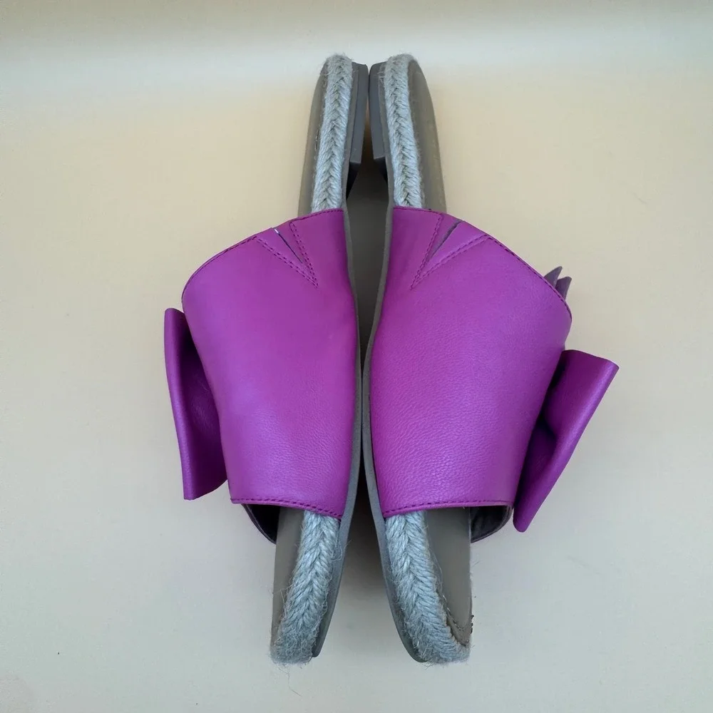 Aerosoles‎ Women's Size 10 Pink Leather Bow Detail Espadrille Slide Sandals